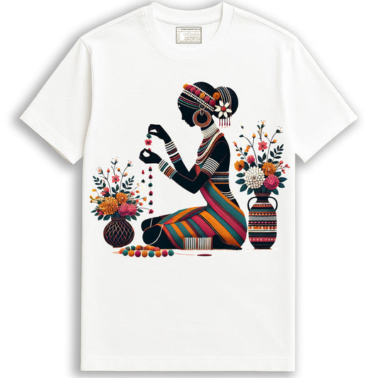 Chayanika – Folk Art Inspired Graphic T-Shirt Celebrating Traditional Grace