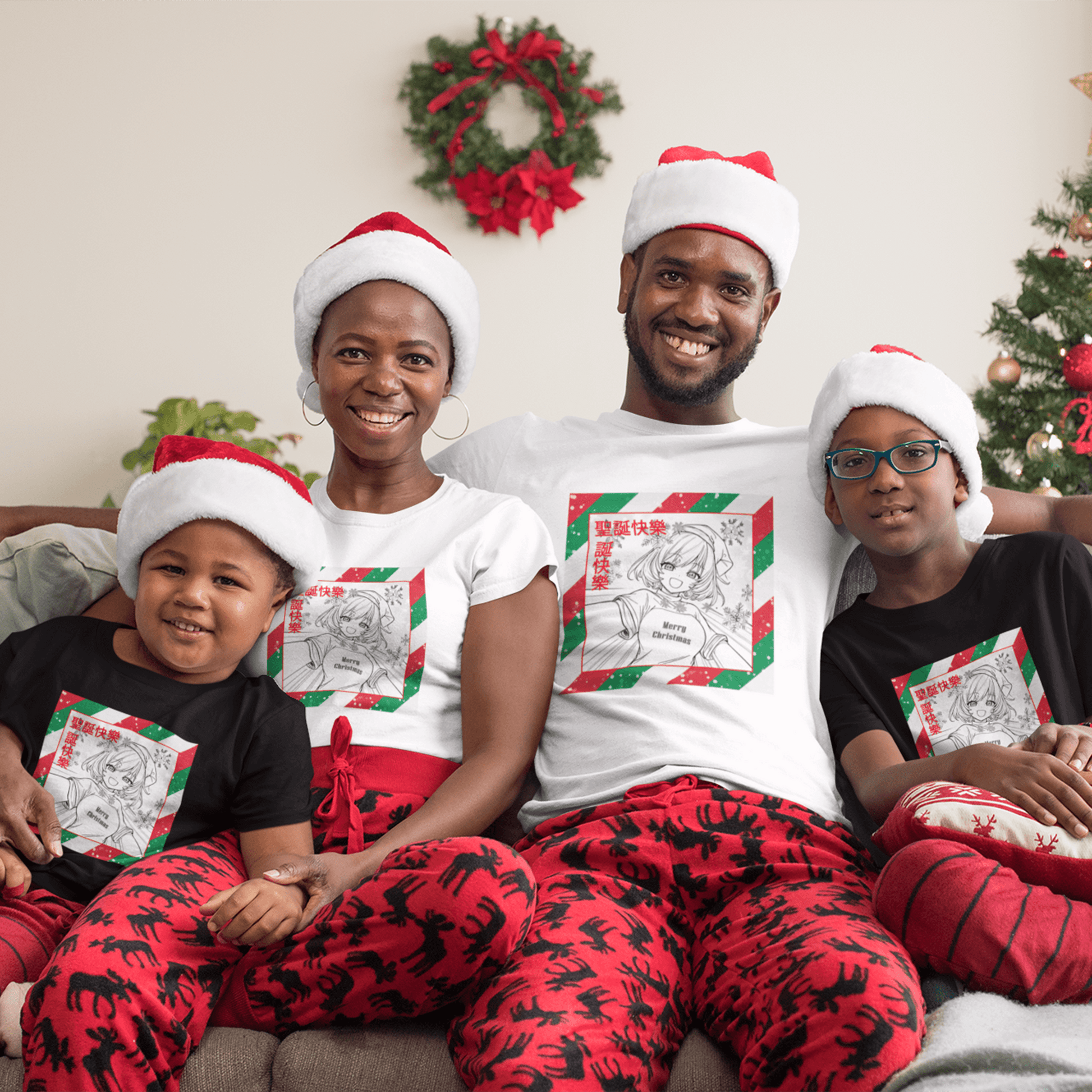 Christmas in Manga Style T-shirt by Smarteez – Fun Anime Christmas tee, perfect for family Christmas T-shirts and festive manga-themed holiday style.