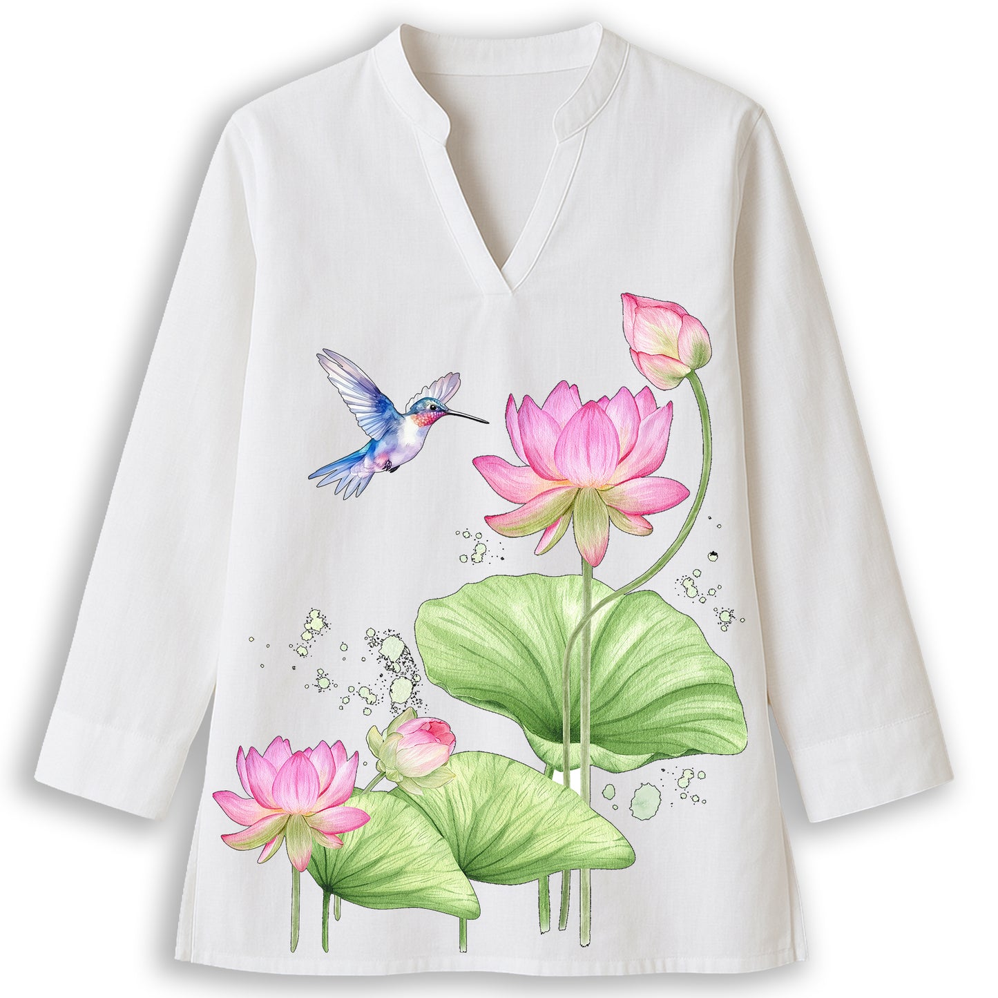 Floral Serenity – Lotus & Bird Print Women’s Kurti