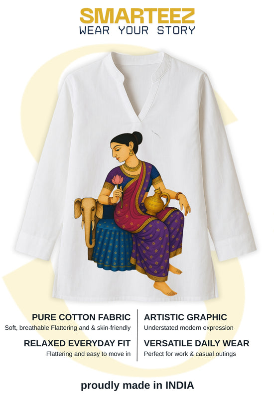 Gaja Lakshmi – Jamini Roy Style Bengali Folk Art Kurti