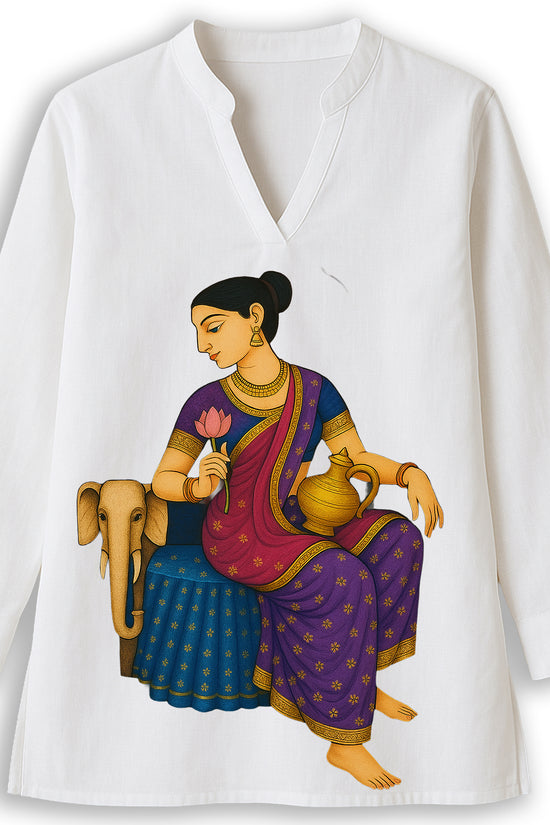Gaja Lakshmi – Jamini Roy Style Bengali Folk Art Kurti