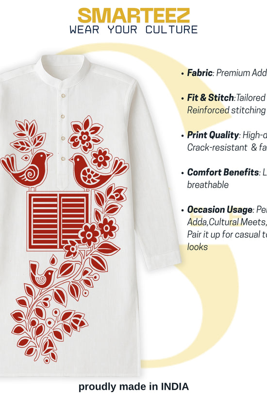 Harmony of Nature: Bengali Folk Art Kurta (Panjabi)