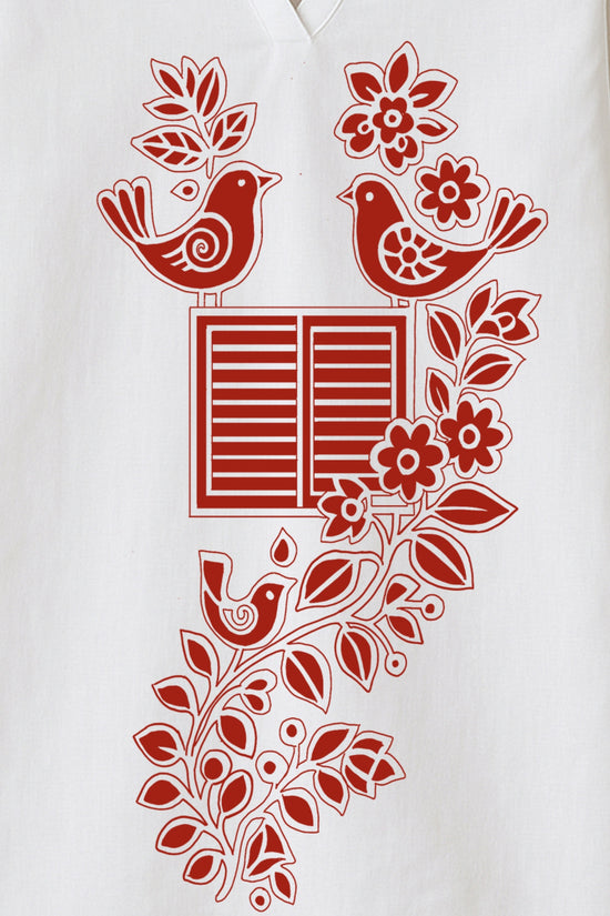 Harmony of Nature: Bengali Folk Art Kurti for Women