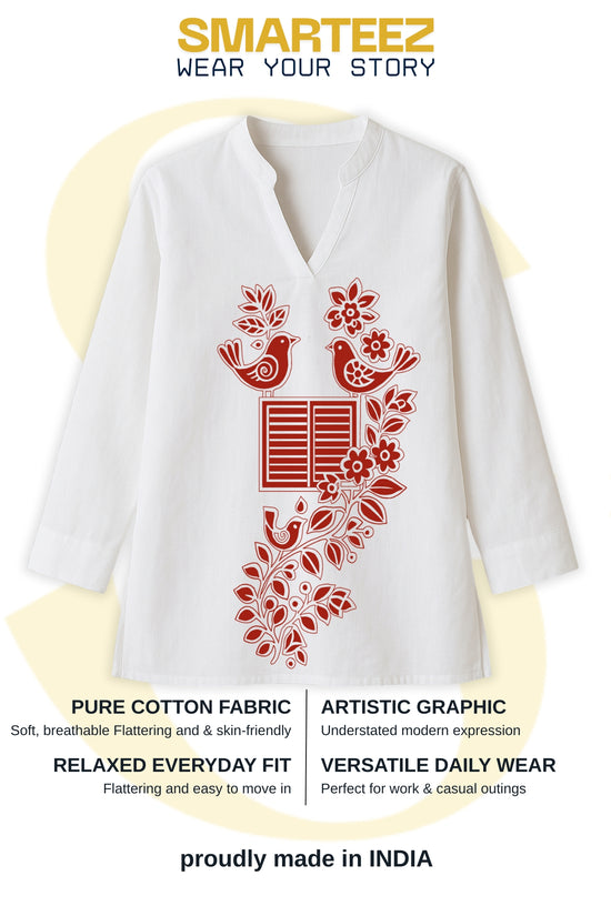 Harmony of Nature: Bengali Folk Art Kurti for Women