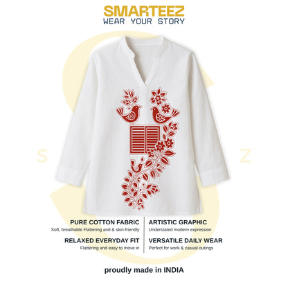 Harmony of Nature: Bengali Folk Art Kurti for Women