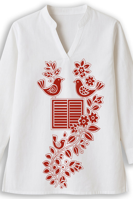 Harmony of Nature: Bengali Folk Art Kurti for Women