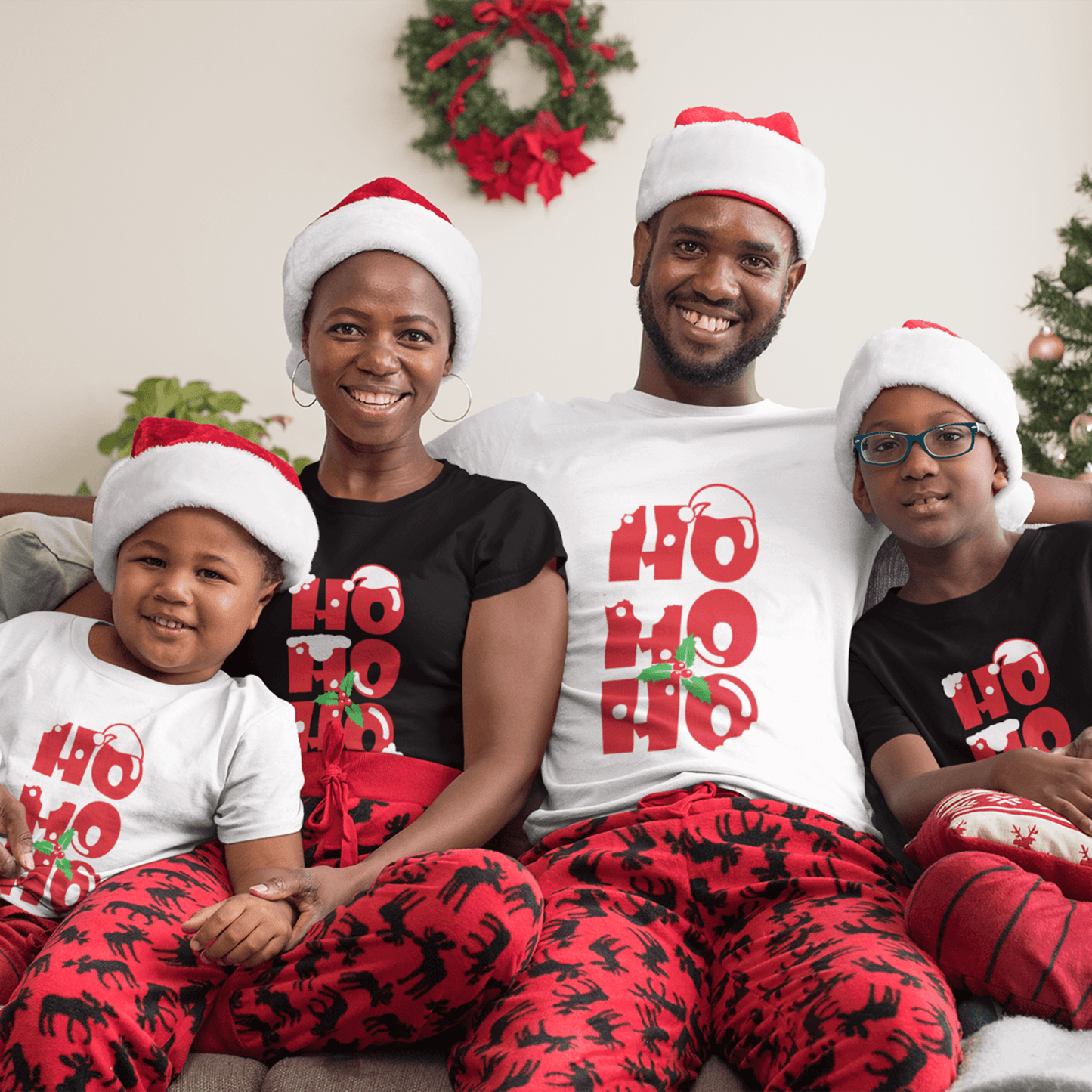 "Ho Ho Ho Christmas T-shirt by Smarteez – Fun and festive design perfect for family Christmas shirts and spreading holiday cheer."