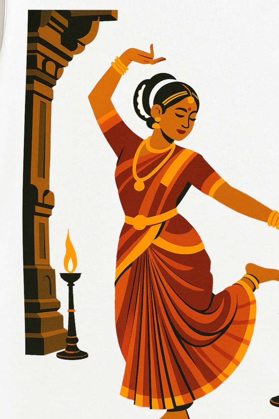 Indian Heritage T-Shirt – Classical Temple Dancer in Traditional Art Style