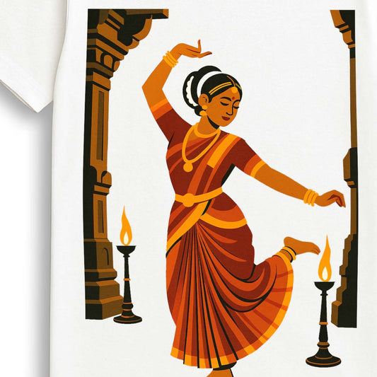 Indian Heritage T-Shirt – Classical Temple Dancer in Traditional Art Style