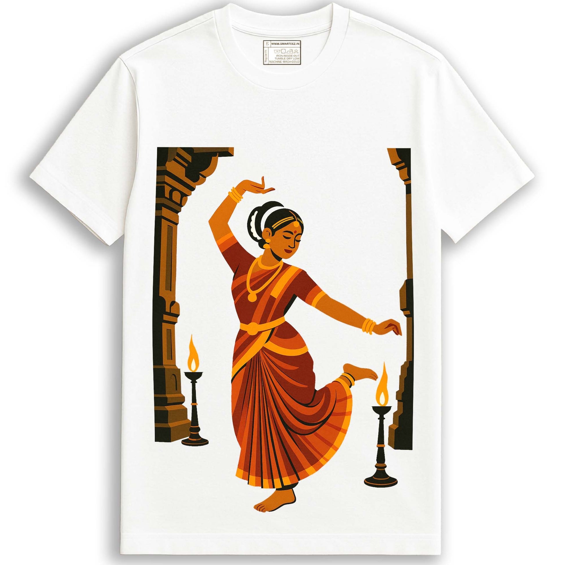 Indian Heritage T-Shirt – Classical Temple Dancer in Traditional Art Style