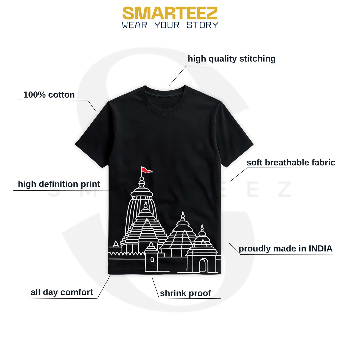 Jagannath Temple T-Shirt – Minimalist Rath Yatra Edition