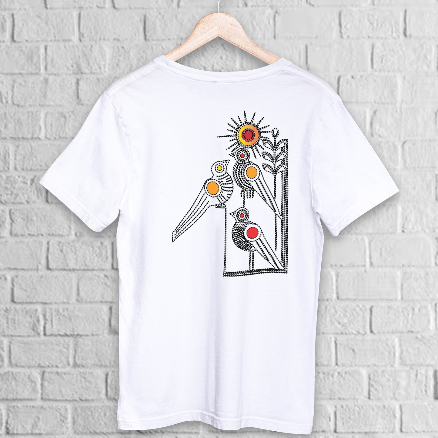 Kantha Stitch Inspired Bird T-Shirt – Bengali Folk Art Design (Unisex Fit Printed T-shirt)