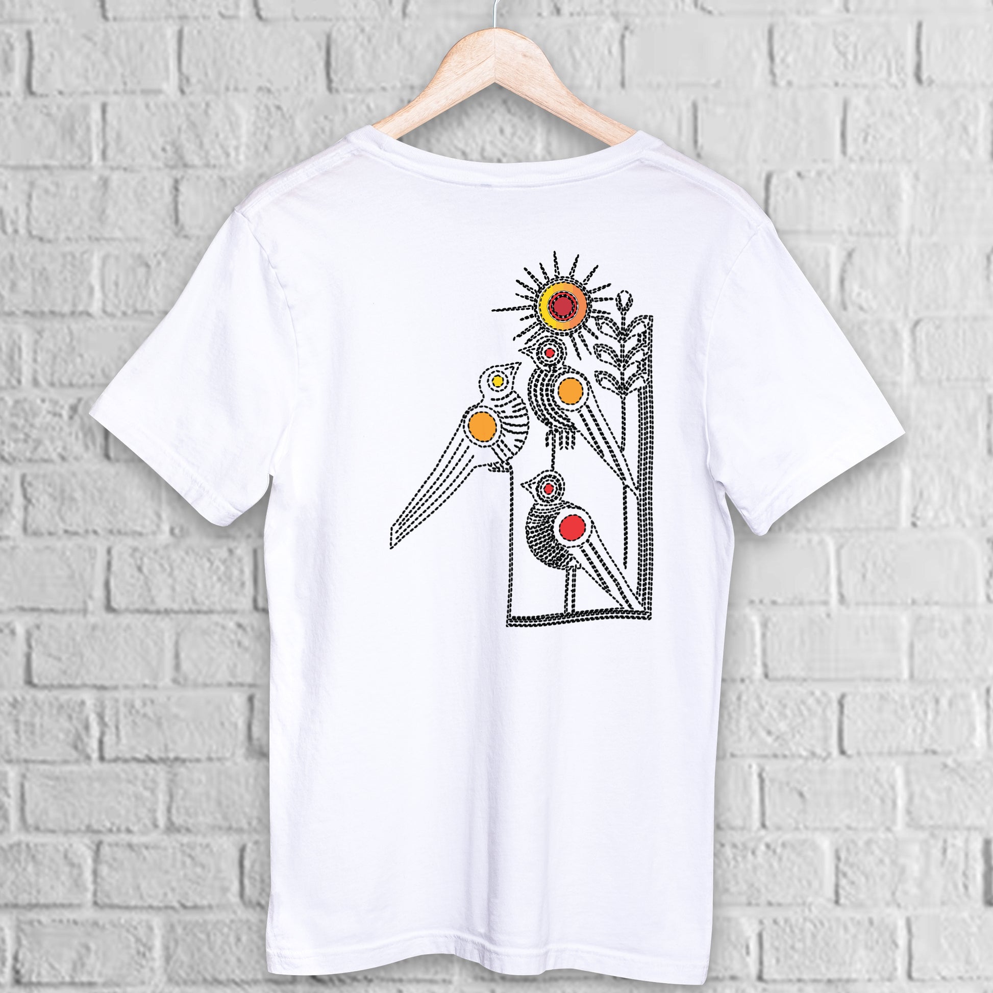 Kantha Stitch Inspired Bird T-Shirt – Bengali Folk Art Design (Unisex Fit Printed T-shirt)