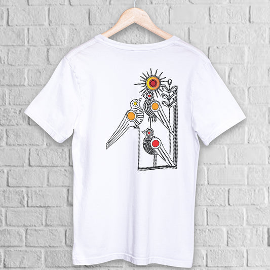 Kantha Stitch Inspired Bird T-Shirt – Bengali Folk Art Design (Unisex Fit Printed T-shirt)