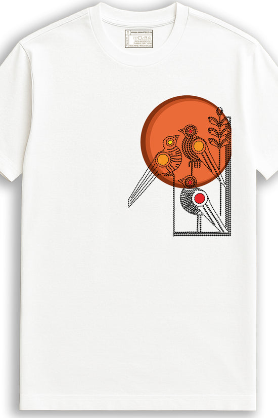 Kantha Stitch Inspired Bird T-Shirt – Bengali Folk Art Design (Unisex Fit Printed T-shirt)