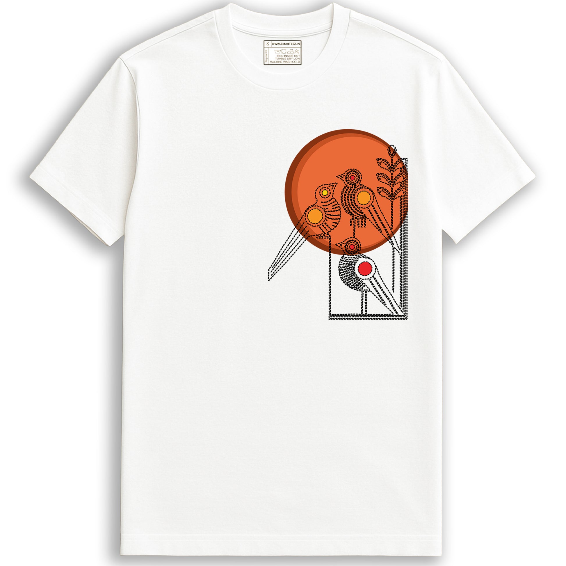 Kantha Stitch Inspired Bird T-Shirt – Bengali Folk Art Design (Unisex Fit Printed T-shirt)