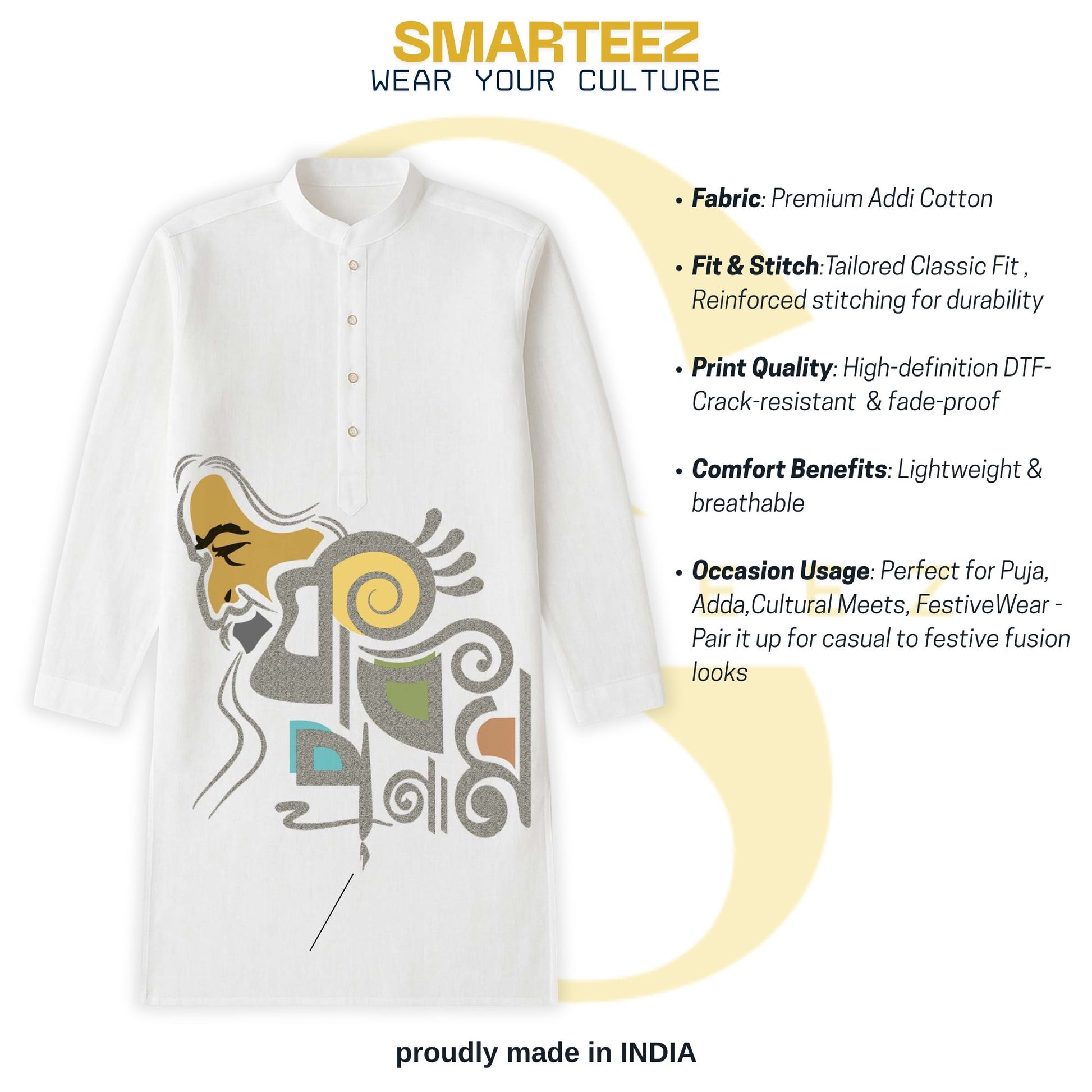 Kobi Pronam – Artistic Bengali Kurta Honouring Rabindranath Tagore