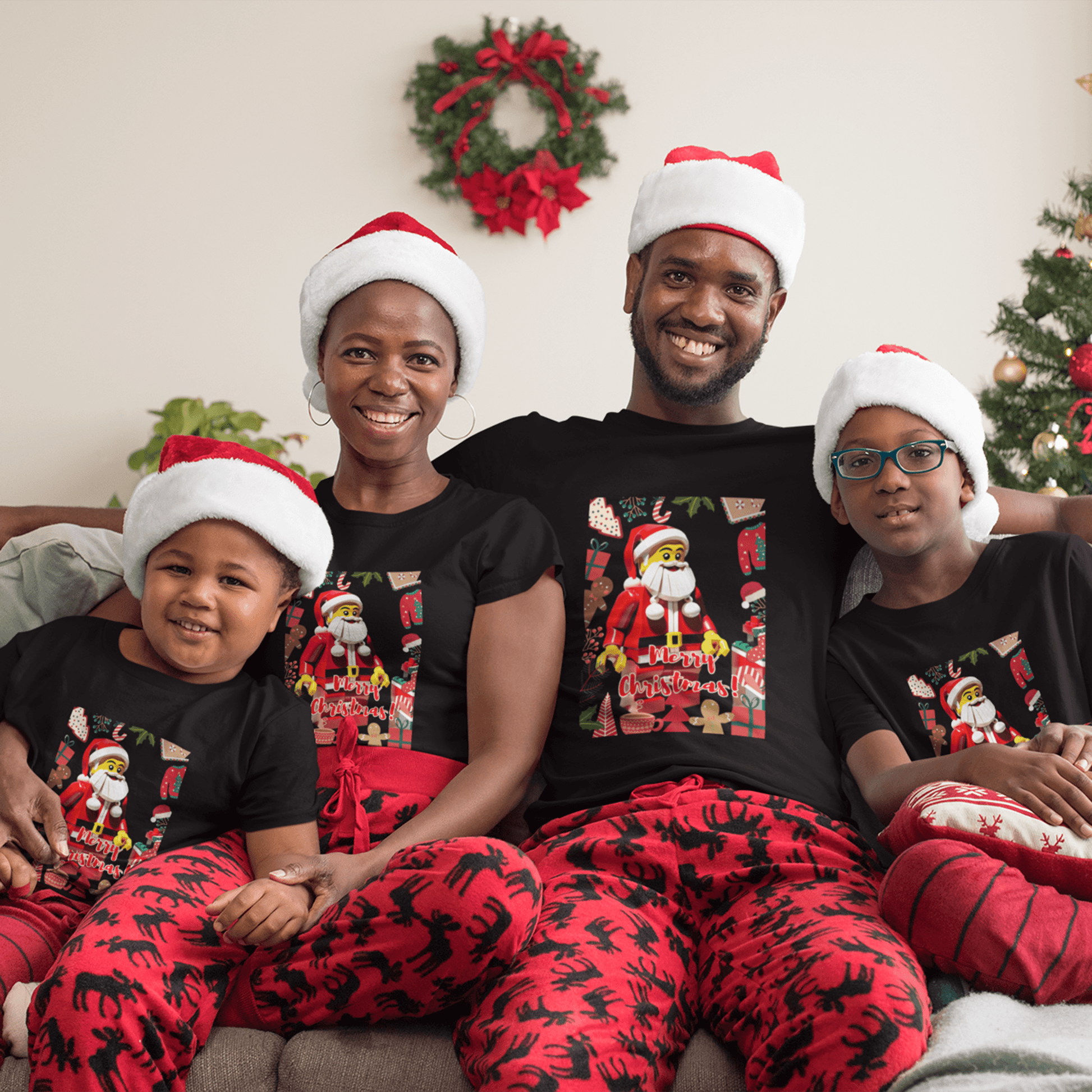 LEGO-style Christmas T-shirt by Smarteez – Playful festive design perfect for matching Christmas shirts and family holiday celebrations