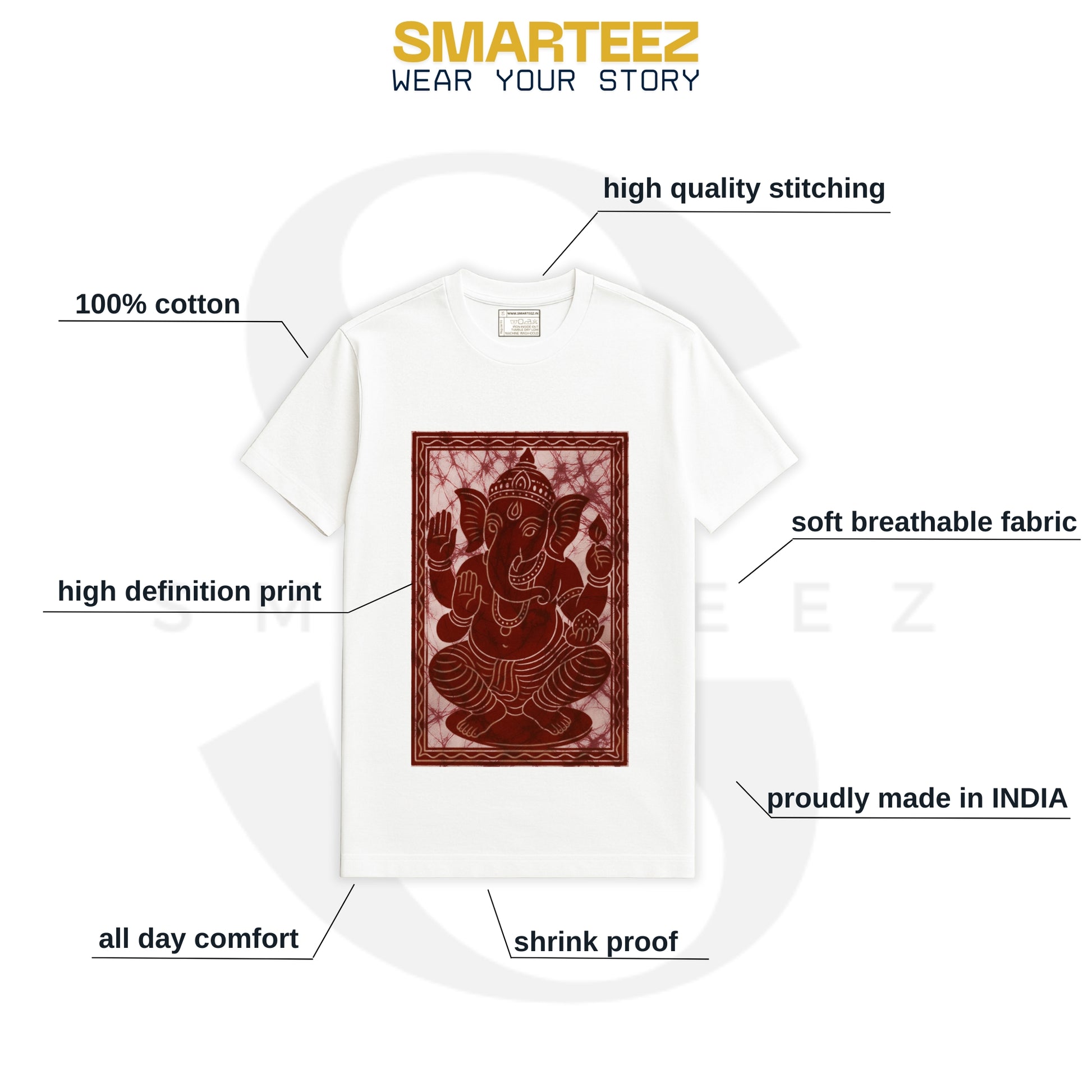 Lord Ganesha Batik Style T-Shirt – Spiritual & Artistic Wear