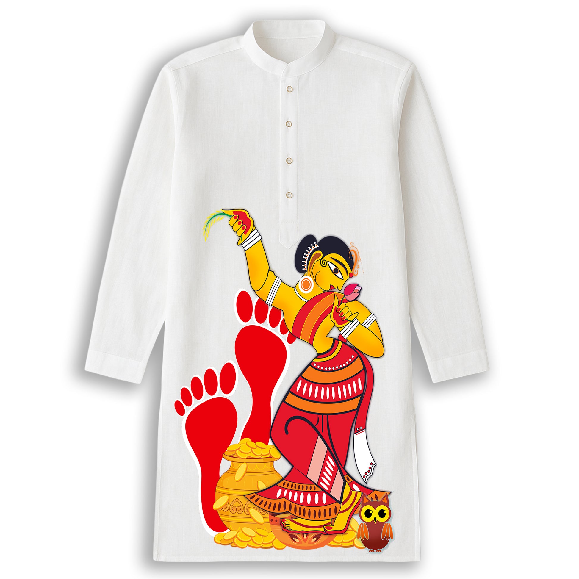 Mahalakshmi – Jamini Roy Style Bengali Heritage Kurta (Panjabi)