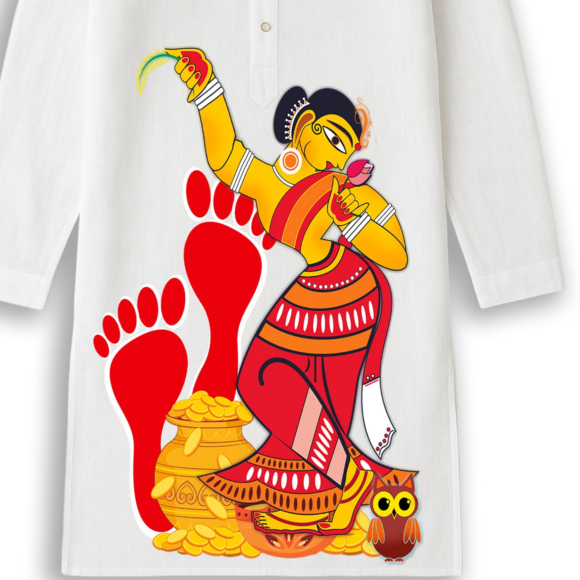 Mahalakshmi – Jamini Roy Style Bengali Heritage Kurta (Panjabi)