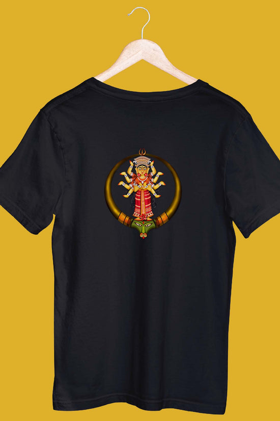 Bengali Durga Puja T-shirt featuring Goddess Parvati's avatar in a graphic design, perfect for spiritual and cultural wear
