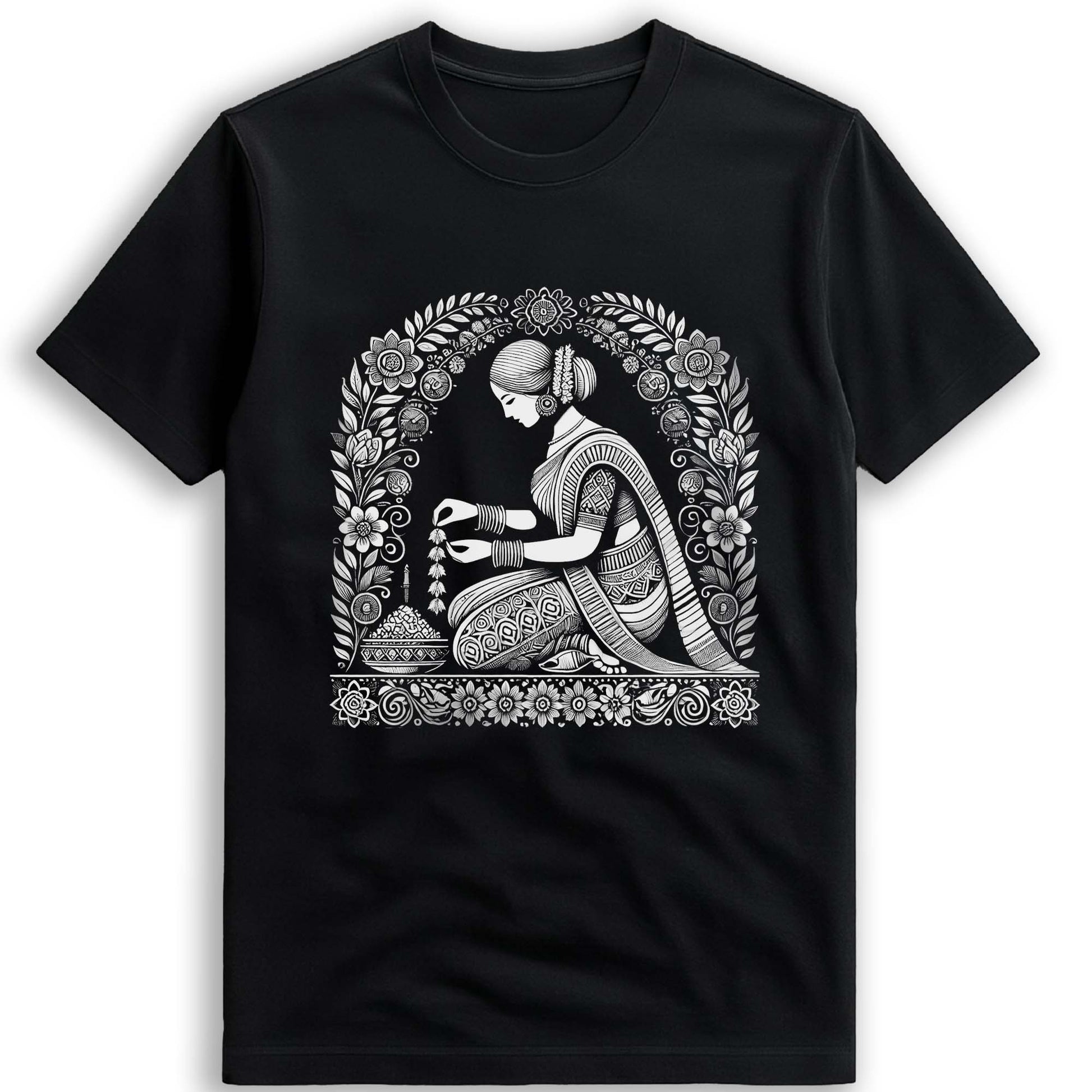 Malini - Bengali Alpona Art Inspired Graphic T-Shirt