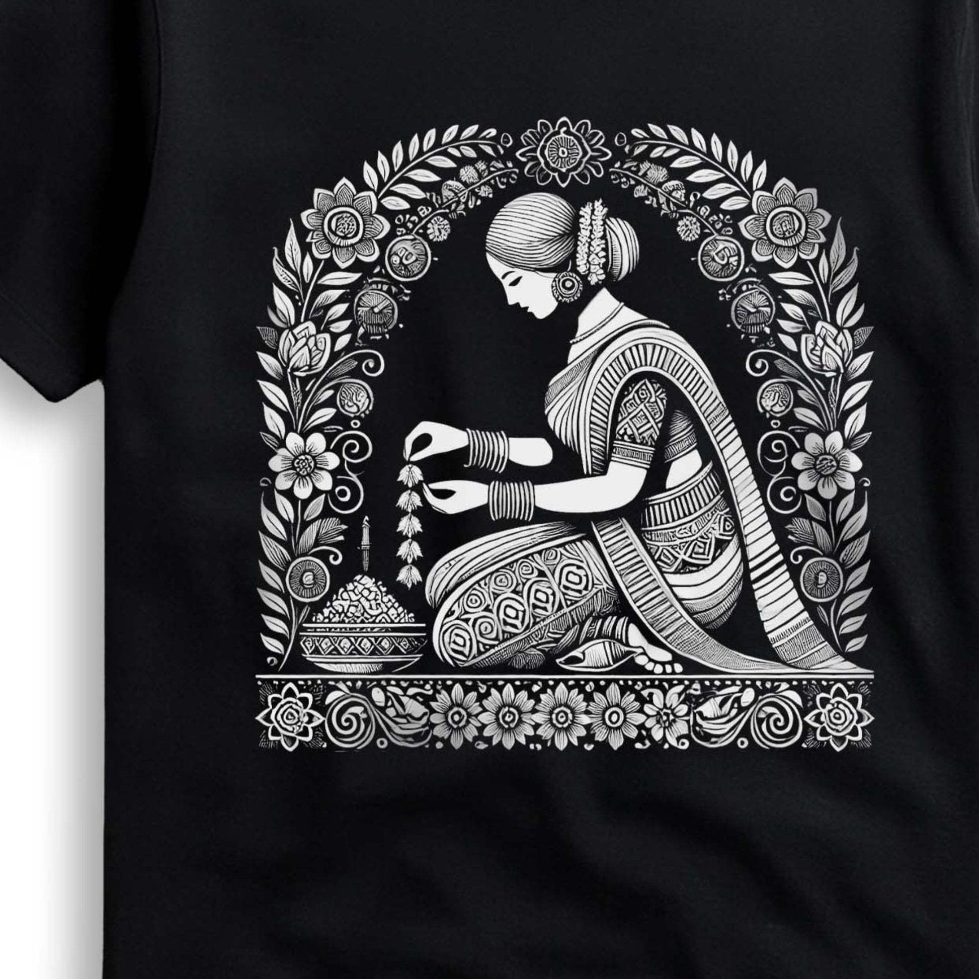 Malini - Bengali Alpona Art Inspired Graphic T-Shirt