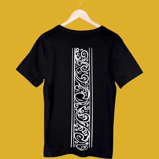 Nokshi' T-Shirt by Smarteez featuring Bengal's traditional 'alpona' art, a creative and simplistic Bengali graphic design for a unique cultural look. 