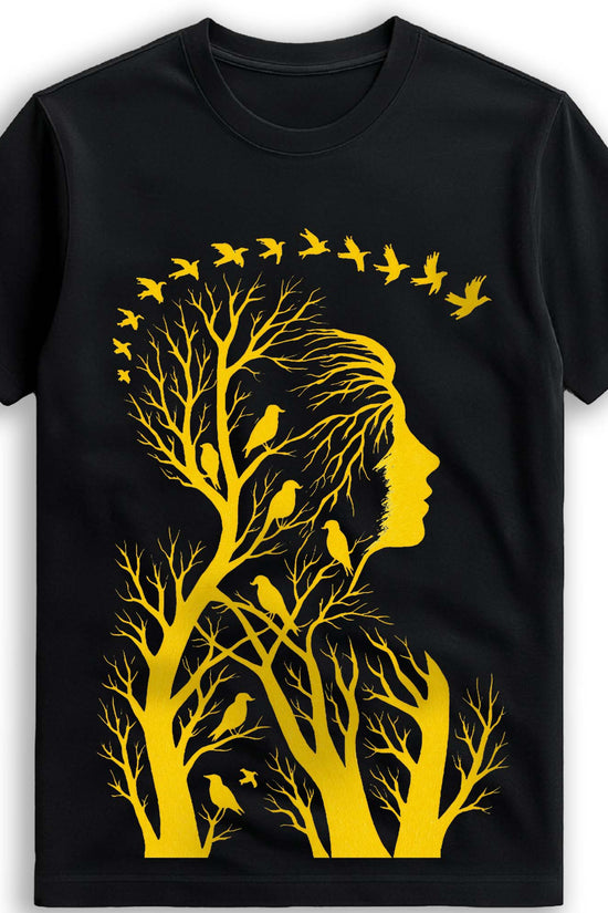 Nature Within – Artistic Woman & Birds Silhouette Graphic T-Shirt (Unisex)