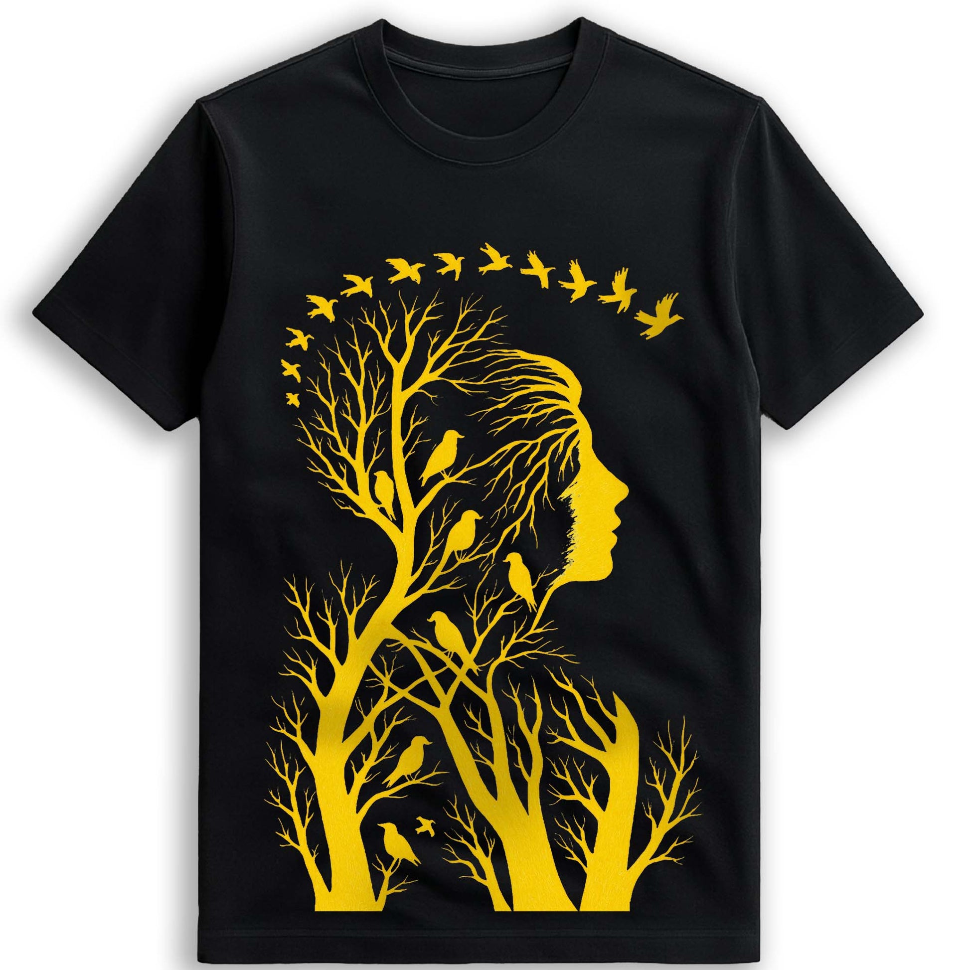 Nature Within – Artistic Woman & Birds Silhouette Graphic T-Shirt (Unisex)