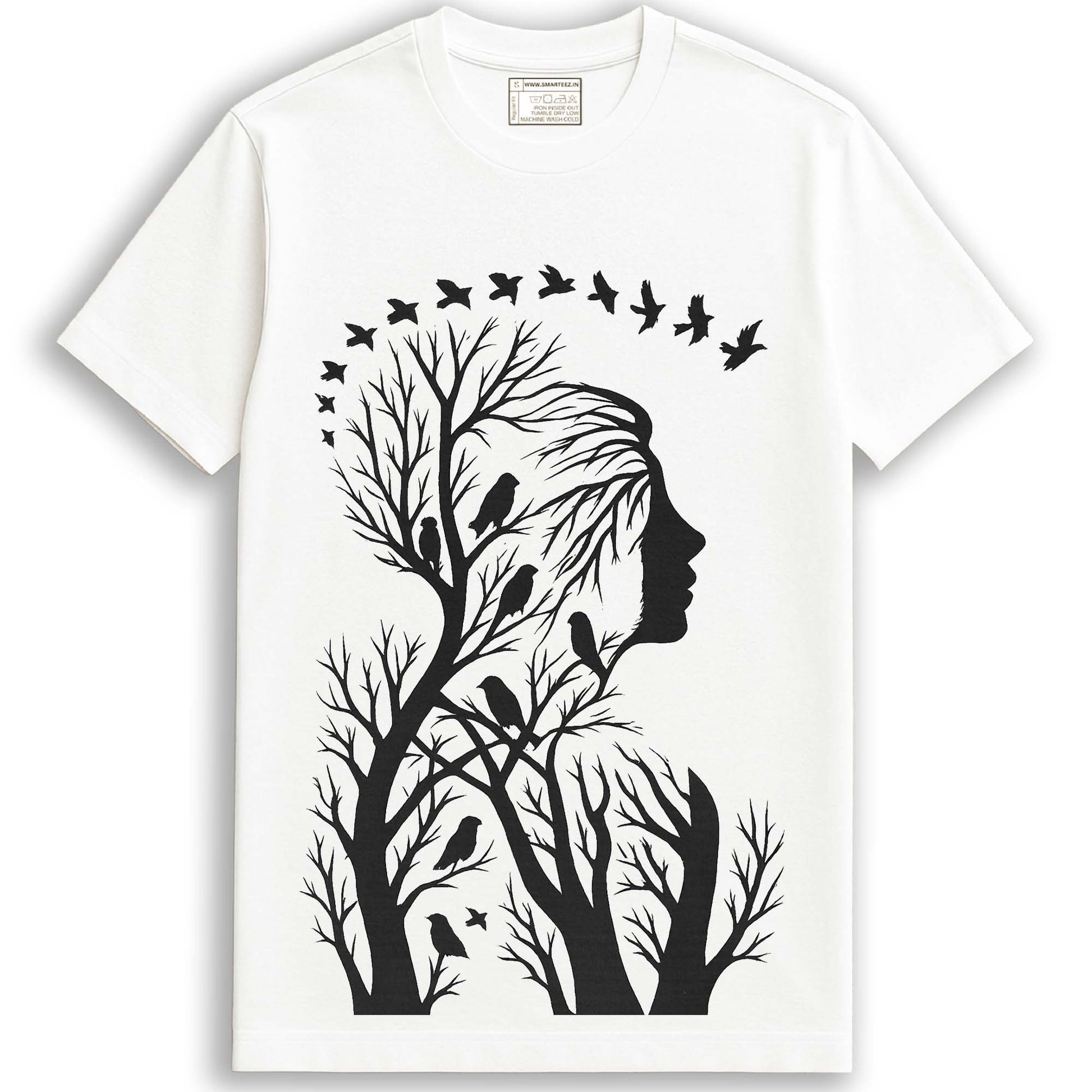 Nature Within – Artistic Woman & Birds Silhouette Graphic T-Shirt (Unisex)