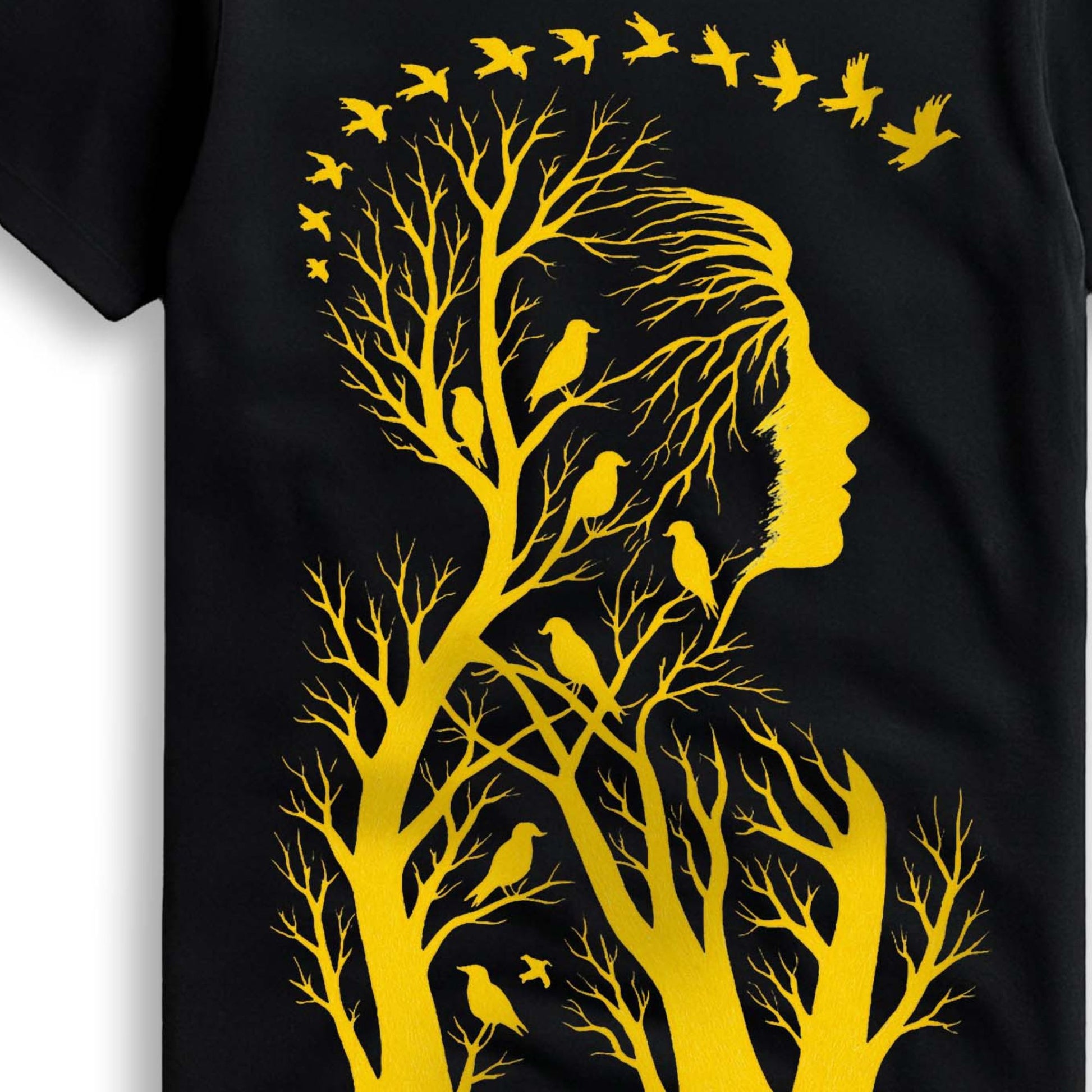 Nature Within – Artistic Woman & Birds Silhouette Graphic T-Shirt (Unisex)