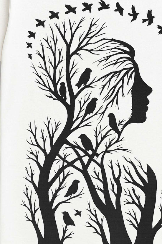 Nature Within – Artistic Woman & Birds Silhouette Graphic T-Shirt (Unisex)