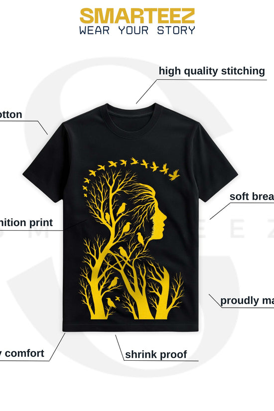 Nature Within – Artistic Woman & Birds Silhouette Graphic T-Shirt (Unisex)
