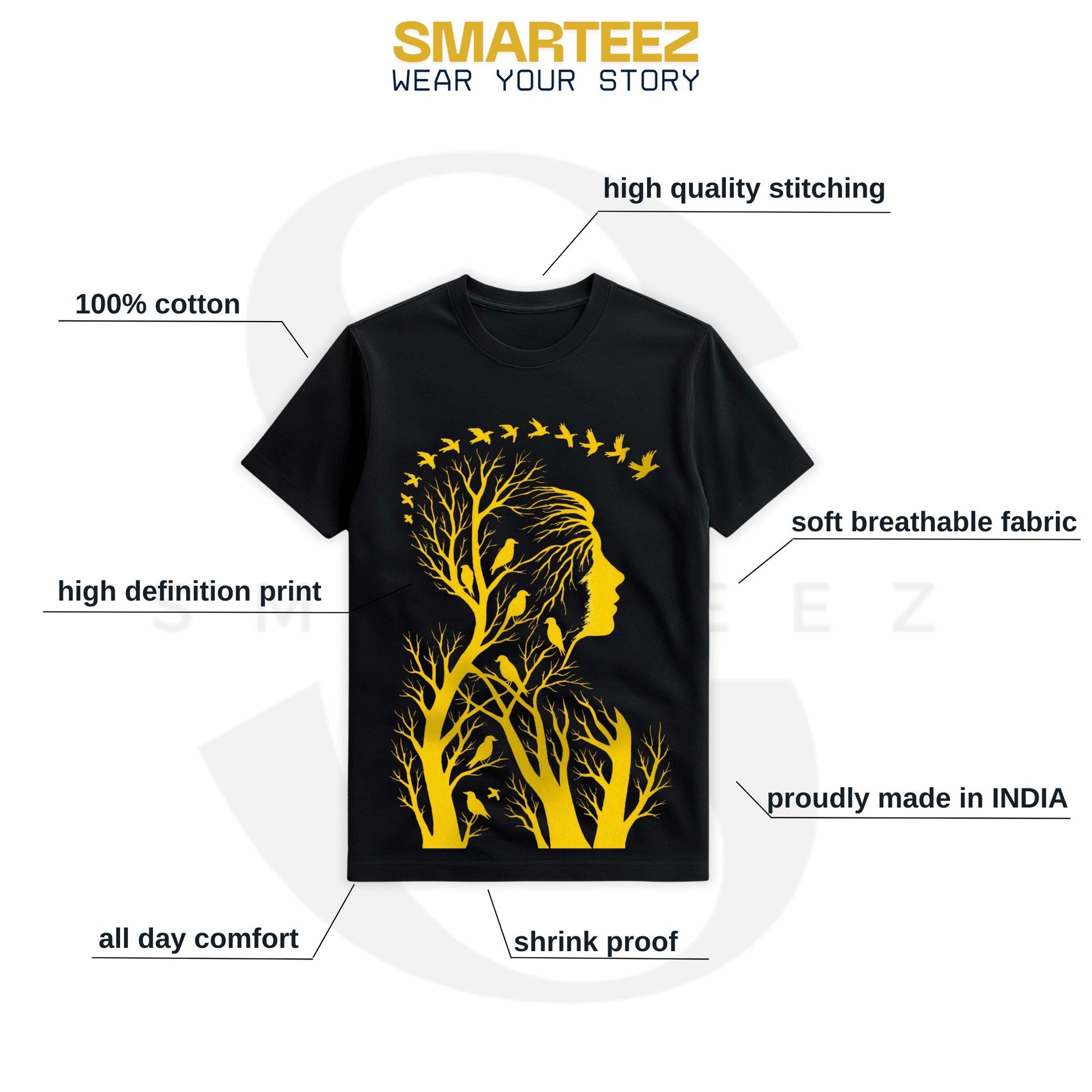 Nature Within – Artistic Woman & Birds Silhouette Graphic T-Shirt (Unisex)