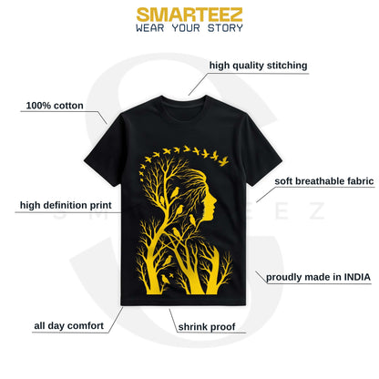 Nature Within – Artistic Woman & Birds Silhouette Graphic T-Shirt (Unisex)