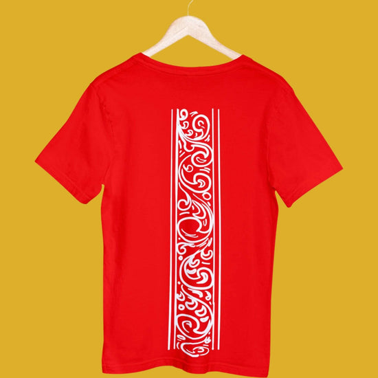 Nokshi' T-Shirt by Smarteez featuring Bengal's traditional 'alpona' art, a creative and simplistic Bengali graphic design for a unique cultural look.