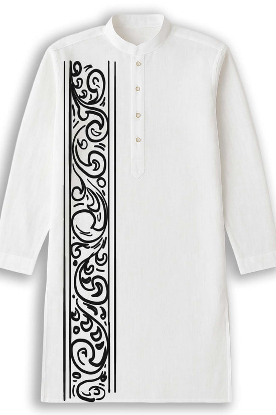 Nokshi Kotha – White Bengali Cotton Kurta for Men
