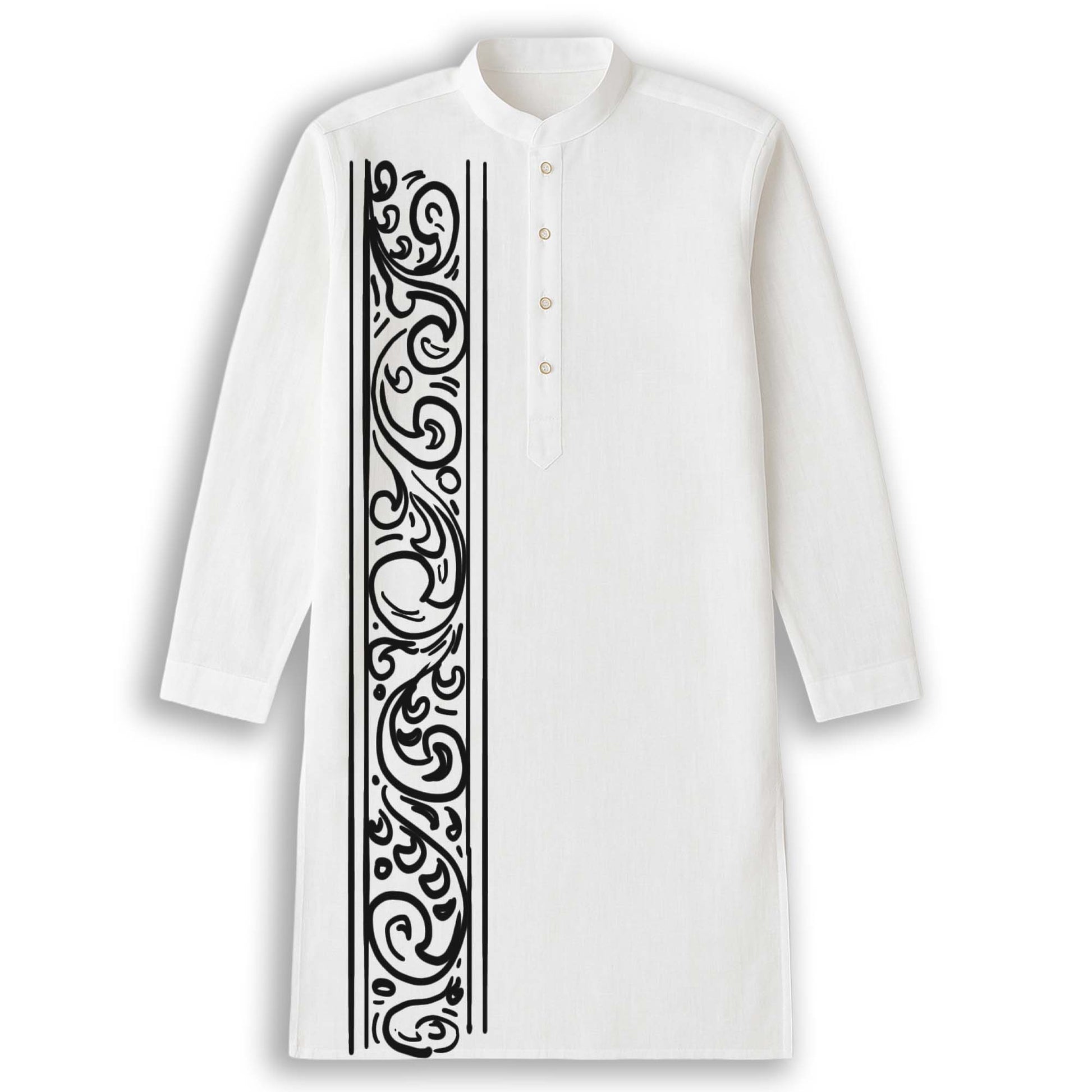 Nokshi Kotha – White Bengali Cotton Kurta for Men