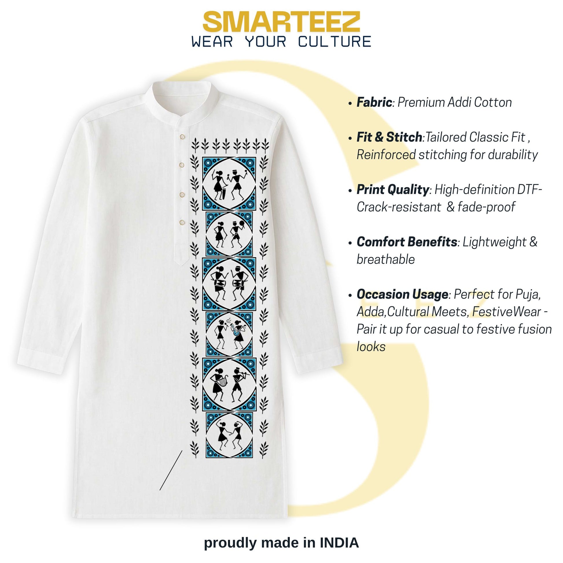 Nritya – Warli Folk Art Kurta for Men