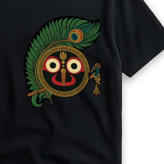 Jagannath T-Shirt – Peacock Feather & Flute Design for Rath Yatra