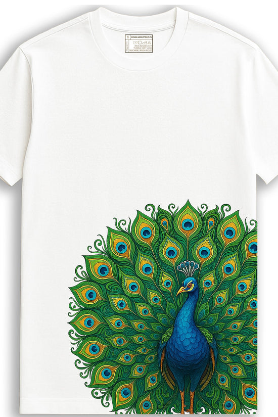 Peacock Print T-Shirt – Bold and Beautiful Indian Folk-Inspired Graphic