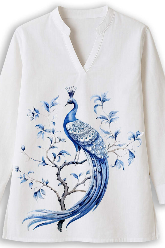 Regal Blue Peacock Kurti for Women