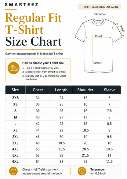 Regular T-Shirt size chart
