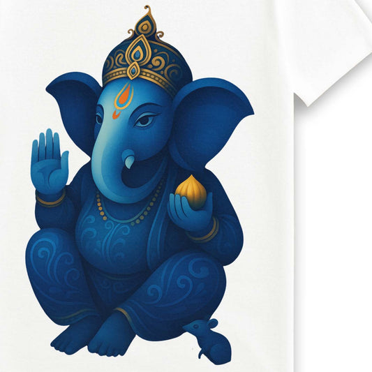 Royal Blue Ganesha - Unisex Cotton T-Shirt