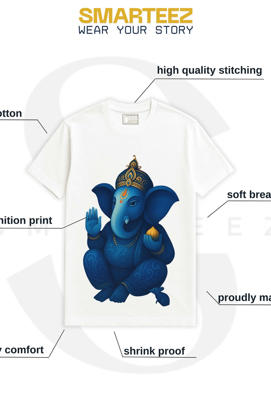 Royal Blue Ganesha - Unisex Cotton T-Shirt