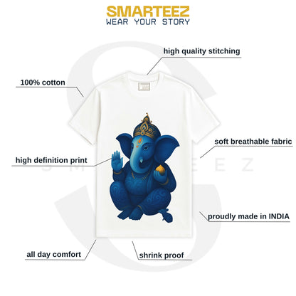 Royal Blue Ganesha - Unisex Cotton T-Shirt
