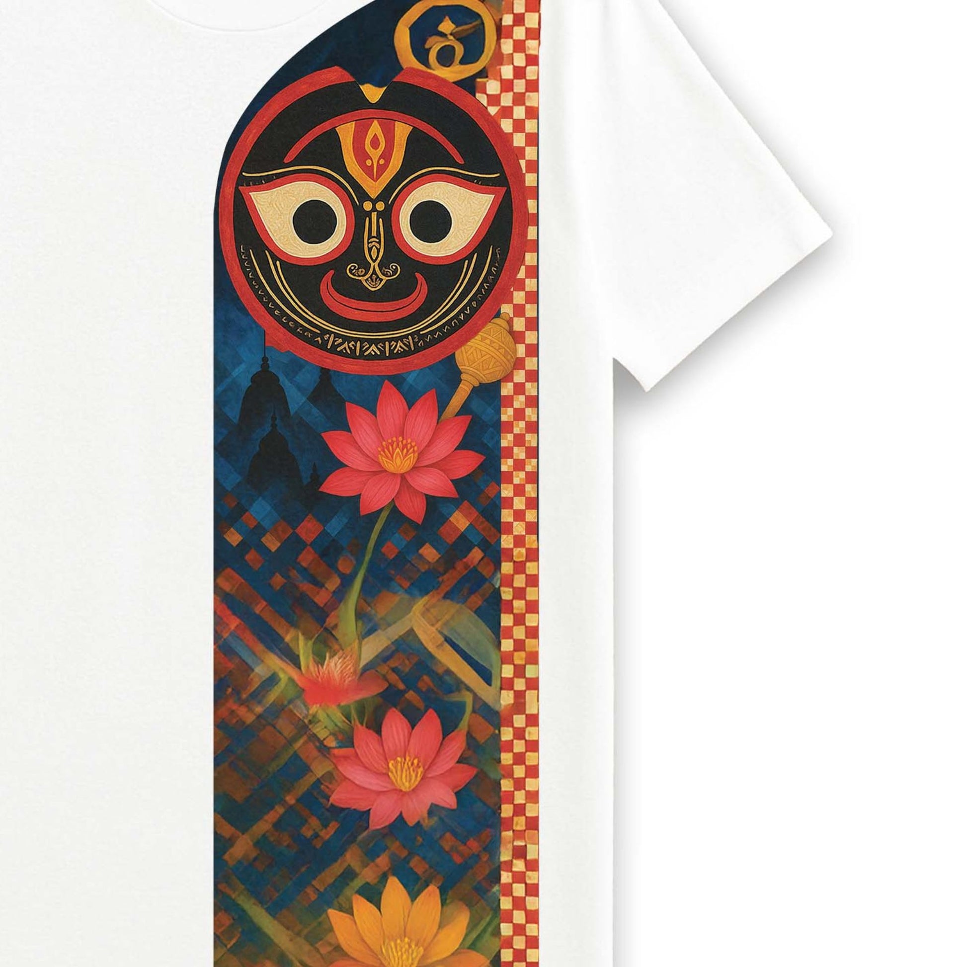 Jagannath T-Shirt – Sacred Lotus Trail Design for Rath Yatra