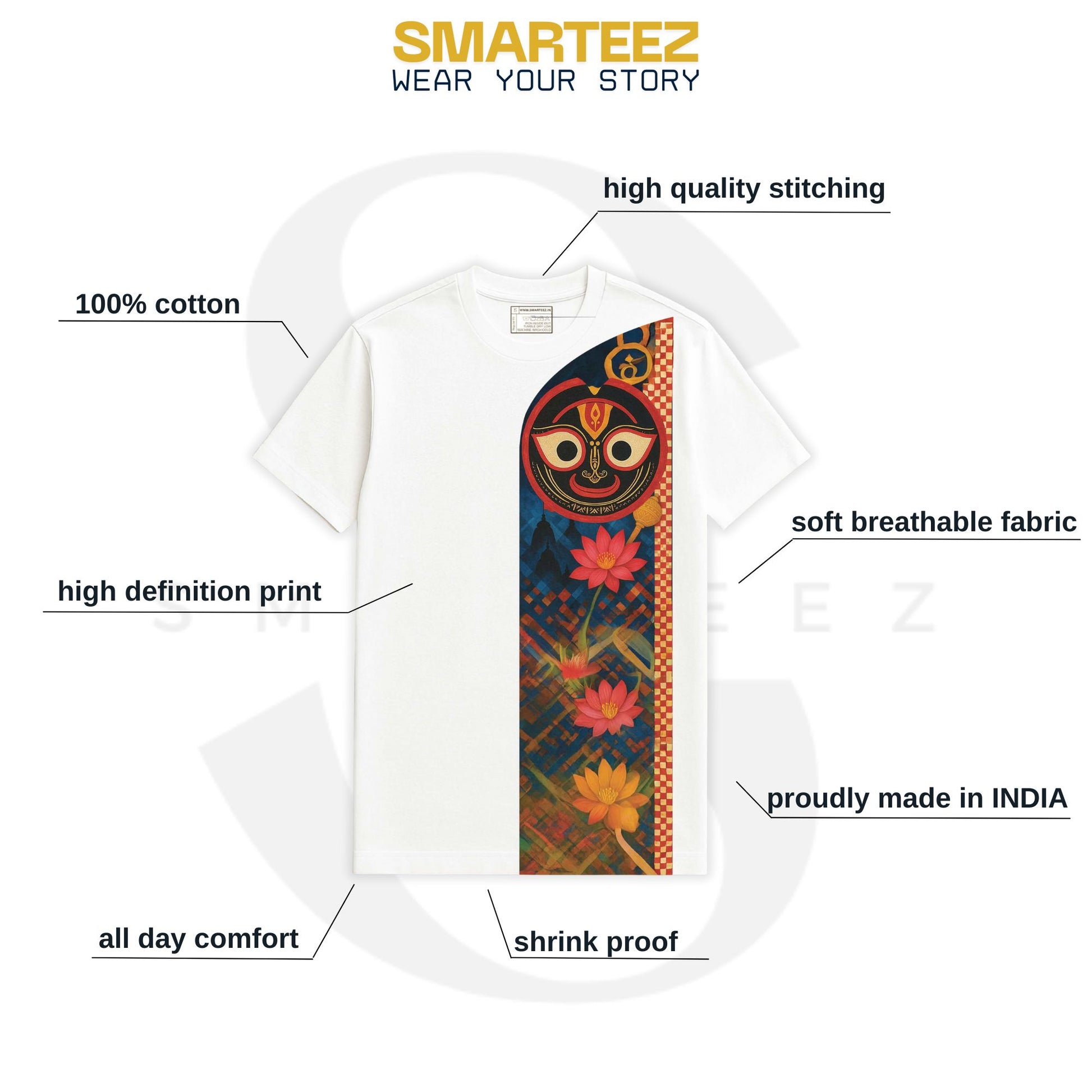 Jagannath T-Shirt – Sacred Lotus Trail Design for Rath Yatra